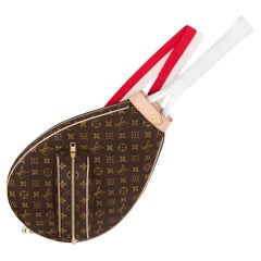 Used Louis Vuitton Monogram Tennis Racket Cover with 3 Ball Set 106lv18