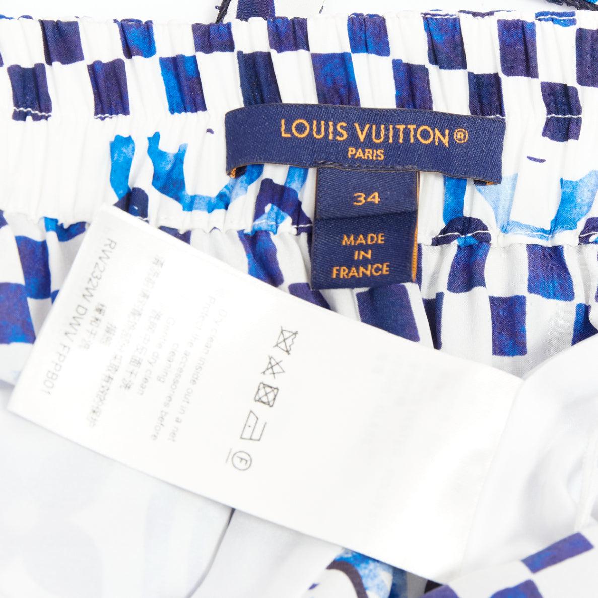 LOUIS VUITTON Monogram Tile 100% seta blu con cinturino in perline FR34 in vendita 3