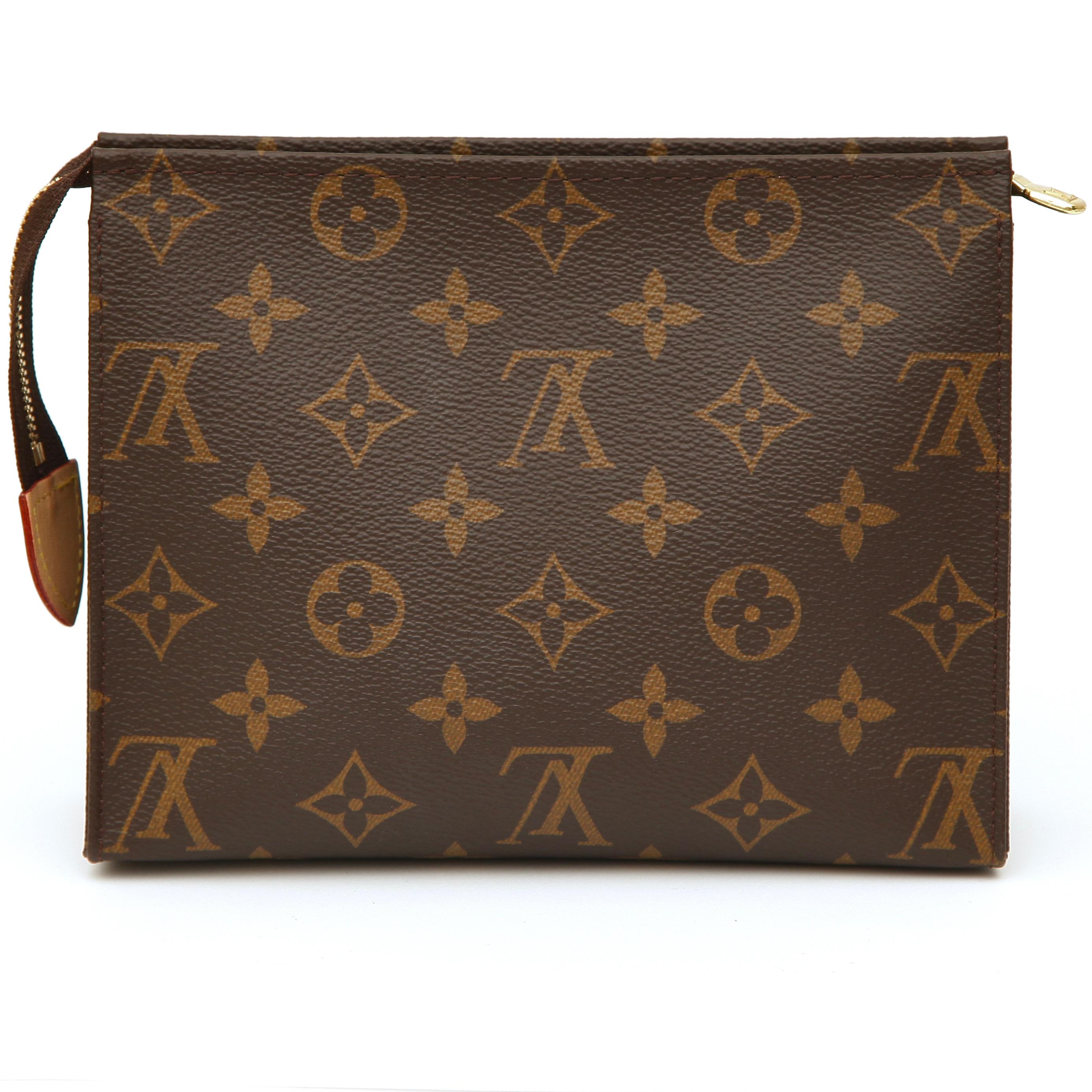 GUARANTEED AUTHENTIC LOUIS VUITTON MONOGRAM TOILETRY POUCH 19


Design: 
  - Brown monogram canvas exterior.
   - Brass top zipper closure.
  - Beige interior.
  - Interior one main compartment.
  - Signature leather plaque at the end of the