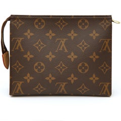 LOUIS VUITTON Monogram Toiletry Pouch 19 Canvas Case Bag Zipper Vachetta Leather
