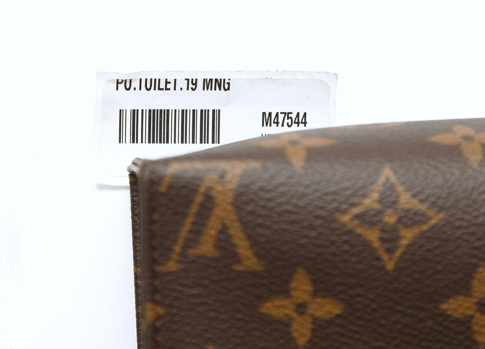 LOUIS VUITTON Monogram Toiletry Pouch 19 Canvas Case Bag Zipper Vachetta Leather 2