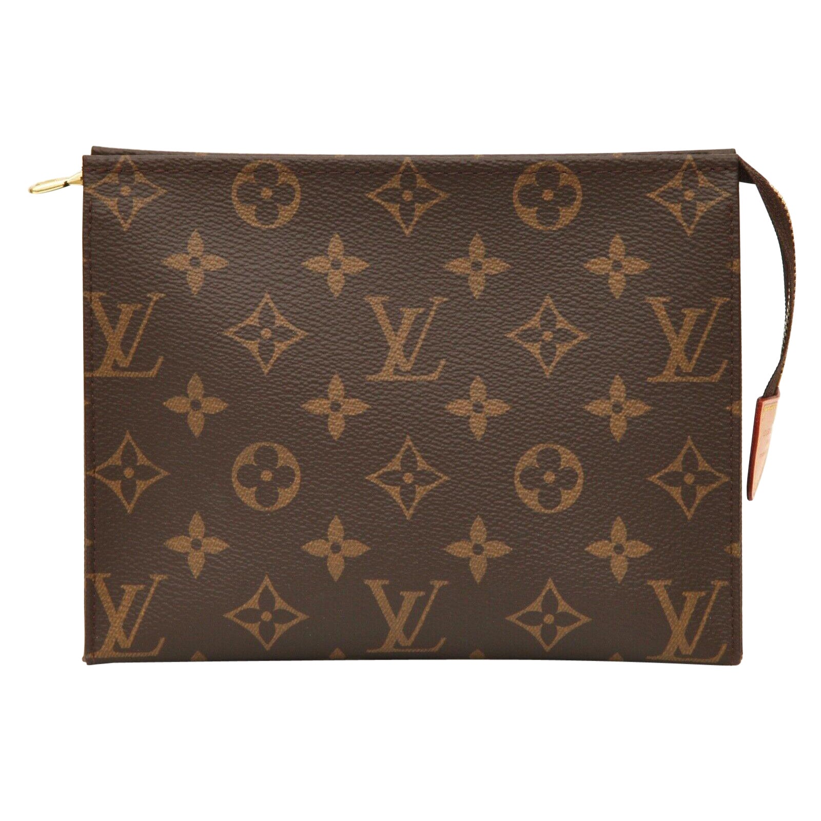LOUIS VUITTON Astuccio da toilette Monogram 19 Borsa in tela con cerniera in pelle vachetta