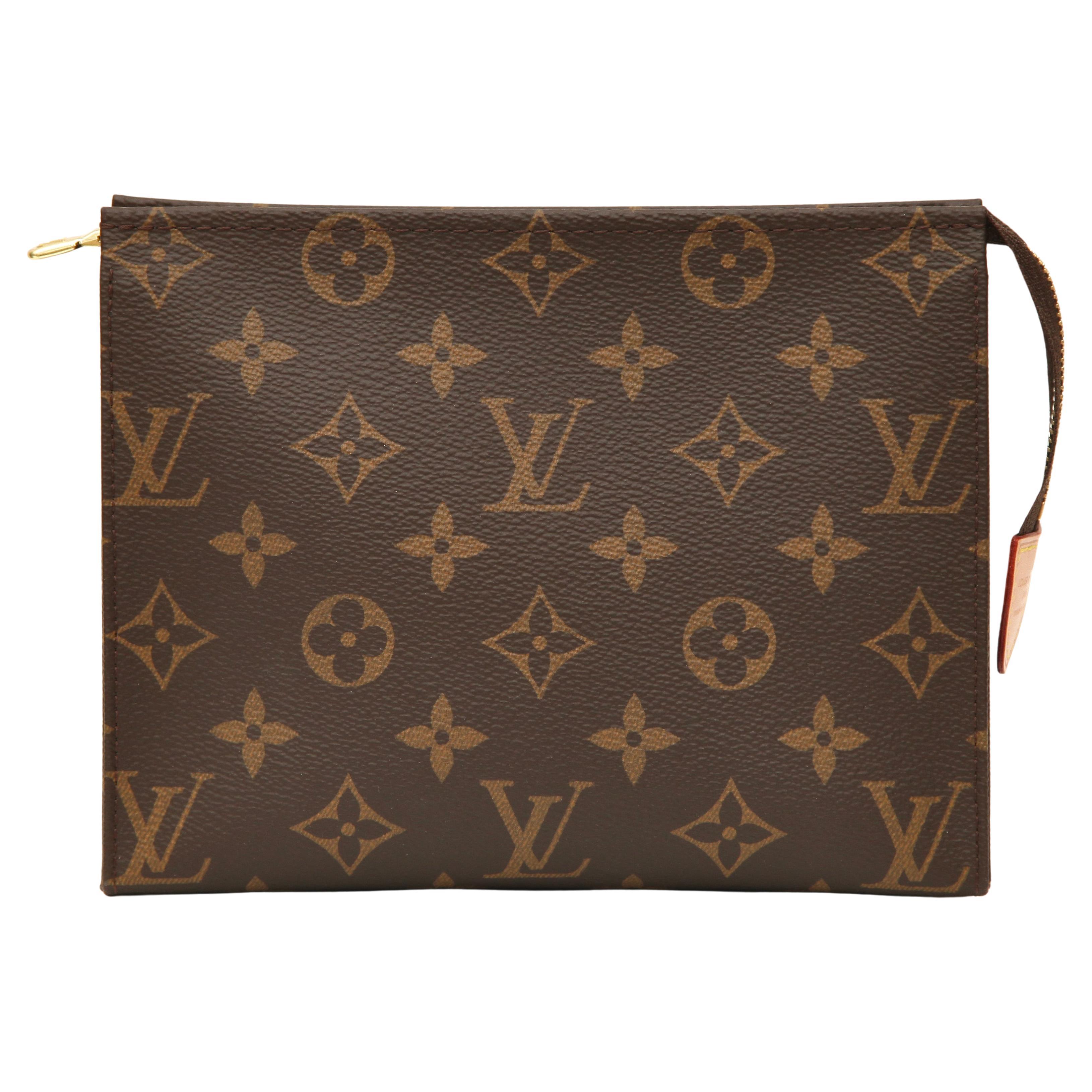 LOUIS VUITTON Brown Monogram Canvas Toiletry Pouch 26 - The Purse Ladies