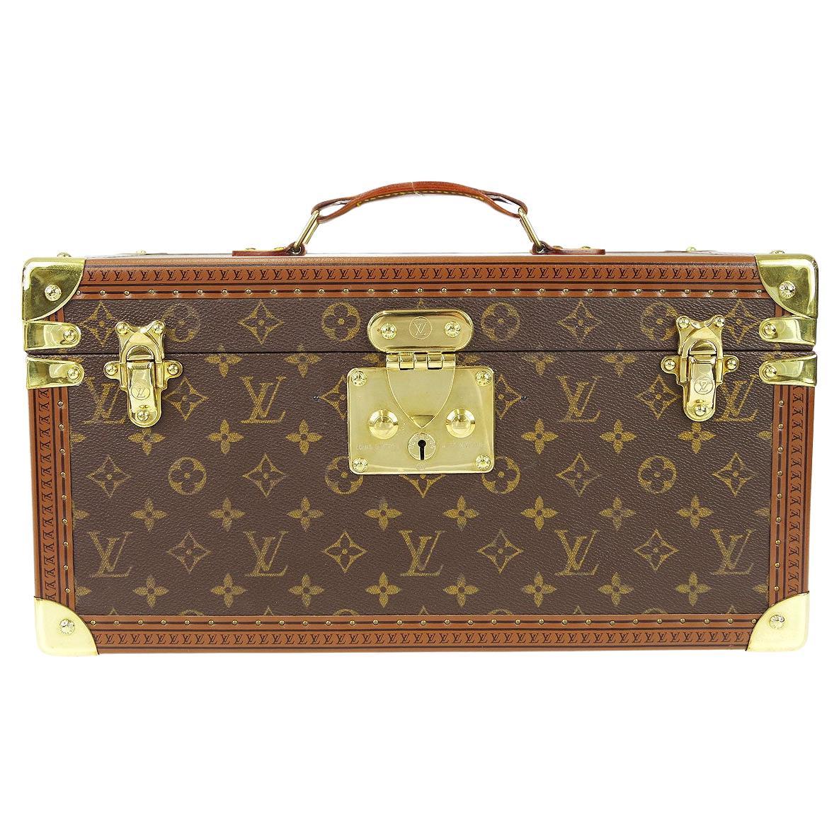 Louis Vuitton Ebene Monogram Coated Canvas Petite Valise Top Handle Trunk Bag Gold Hardware, 2022 (Very Good)