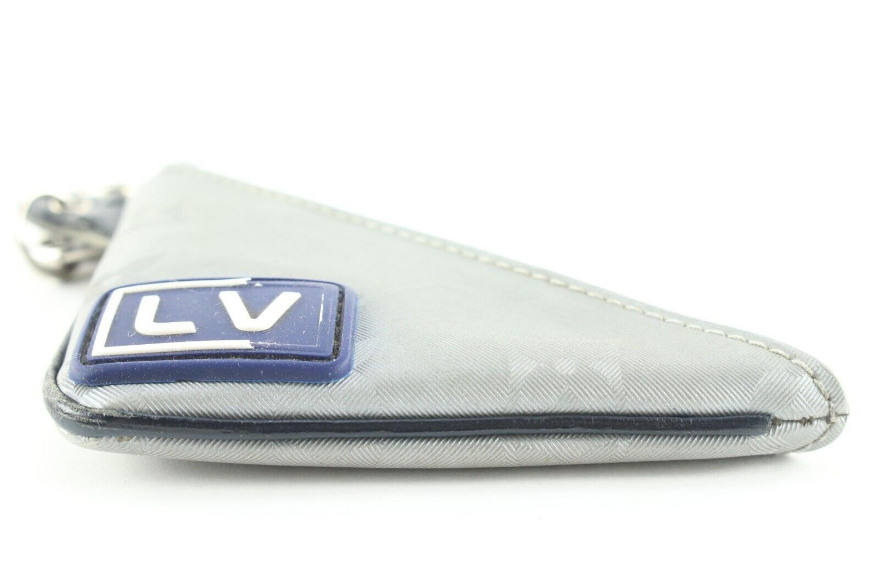 Louis Vuitton Monogram Triangle Titanium Key Chain Bag Charm 9LV0501 For Sale 2