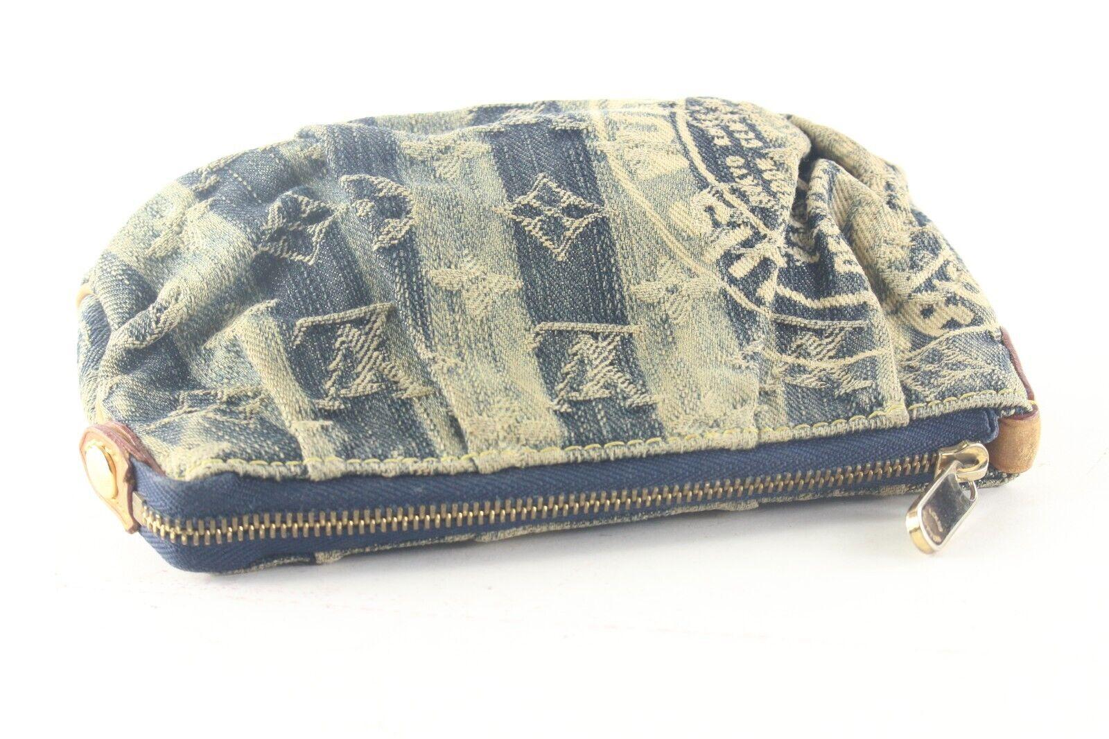 Gris Louis Vuitton Trunk Denim Stripes Raye Pochette Trousse 1LV118K en vente