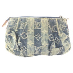 Vintage Louis Vuitton Monogram Trunk Denim Stripes Raye Pochette Trousse 1LV118K