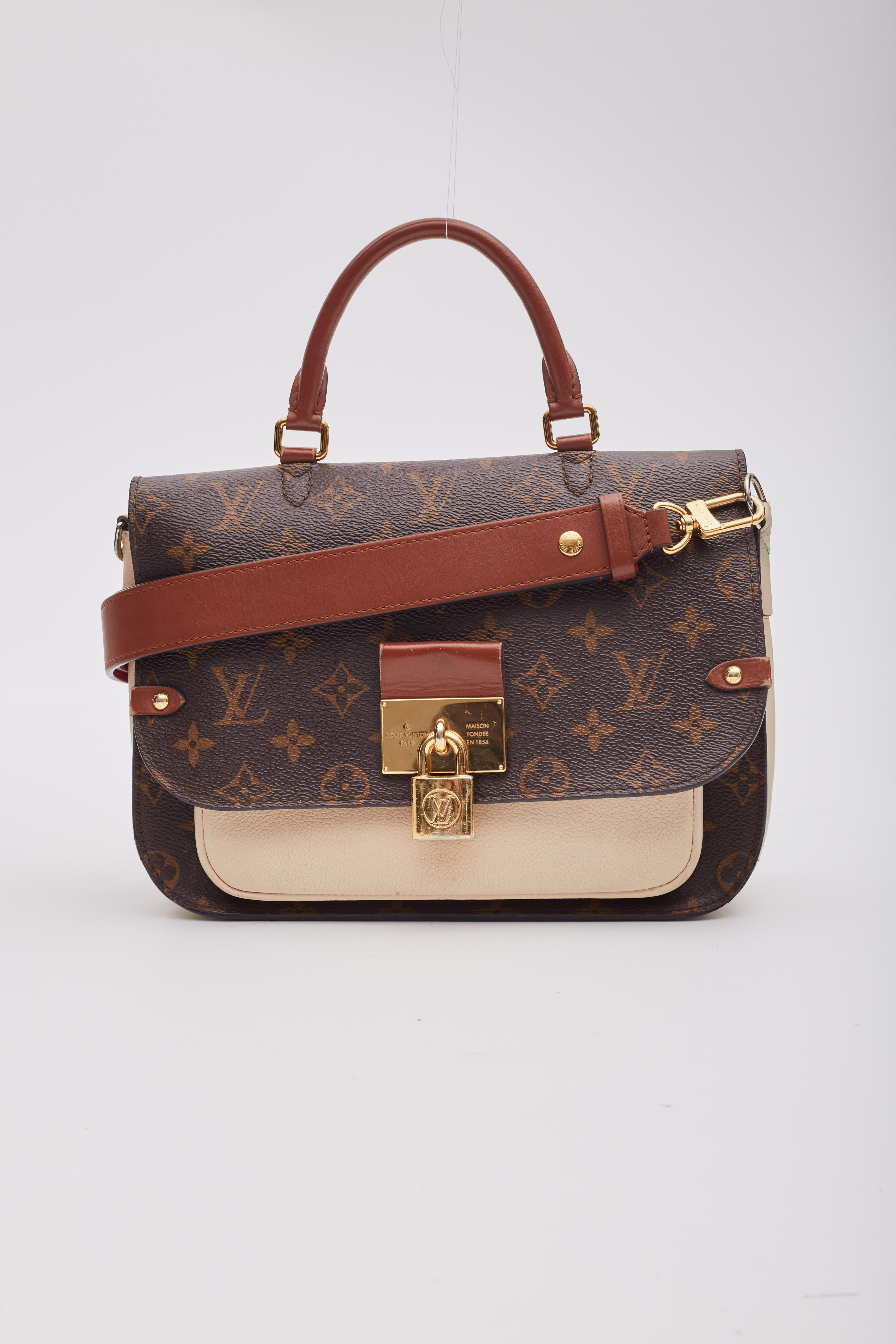 Brown Louis Vuitton Monogram Vaugirard Creme Handbag For Sale