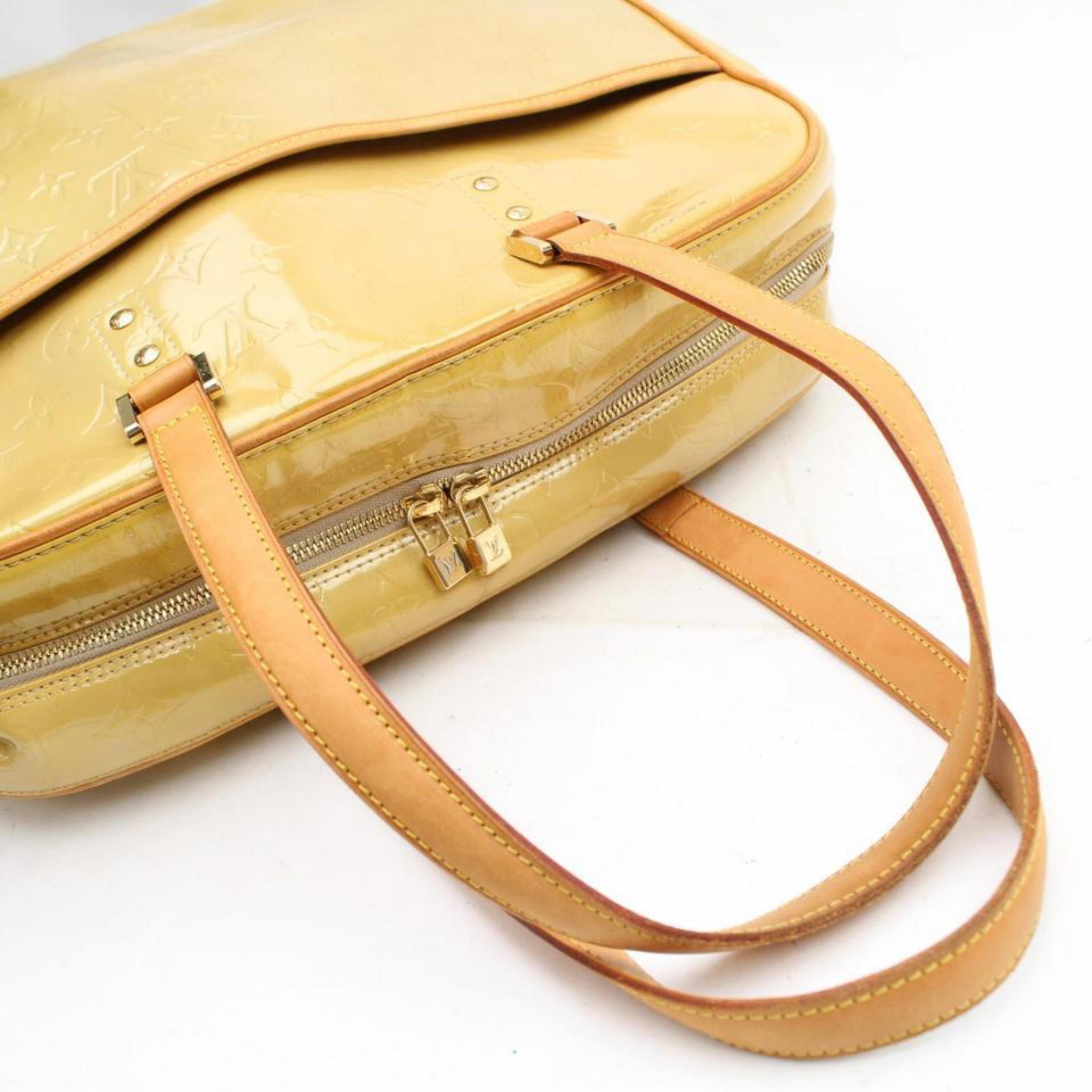 Louis Vuitton Monogram Vernis 869227 Yellow Patent Leather Shoulder Bag For Sale 5