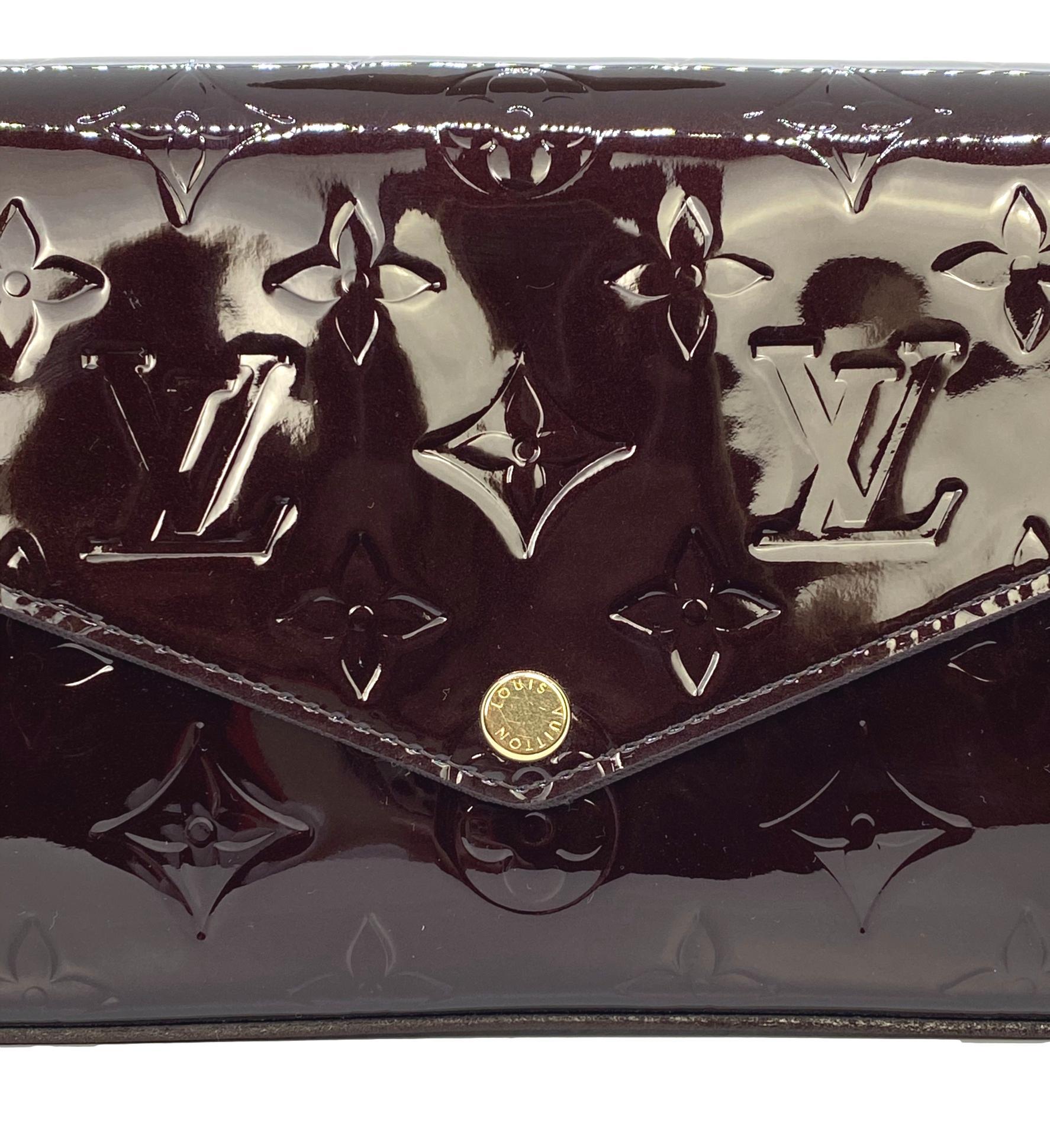 Black Louis Vuitton Monogram Vernis Amaranth Leather Félicie Pochette Clutch Bag