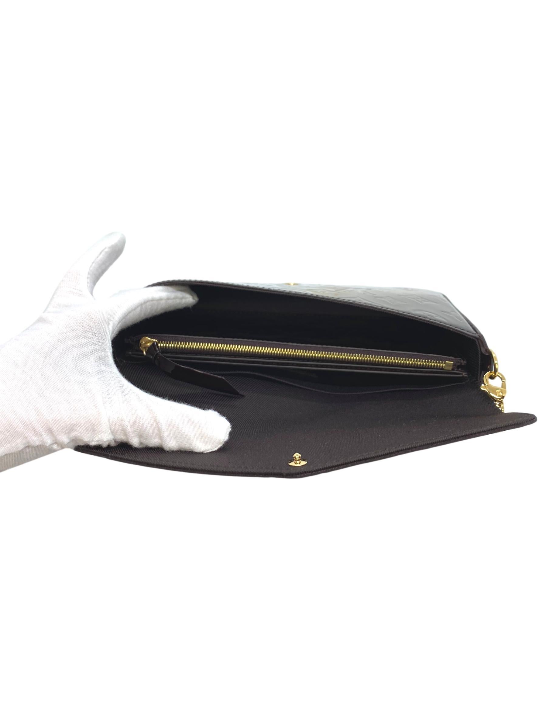 Louis Vuitton Monogram Vernis Amaranth Leather Félicie Pochette Clutch Bag 1