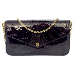 Louis Vuitton Monogram Vernis Amaranth Leder Félicie Pochette Clutch Tasche