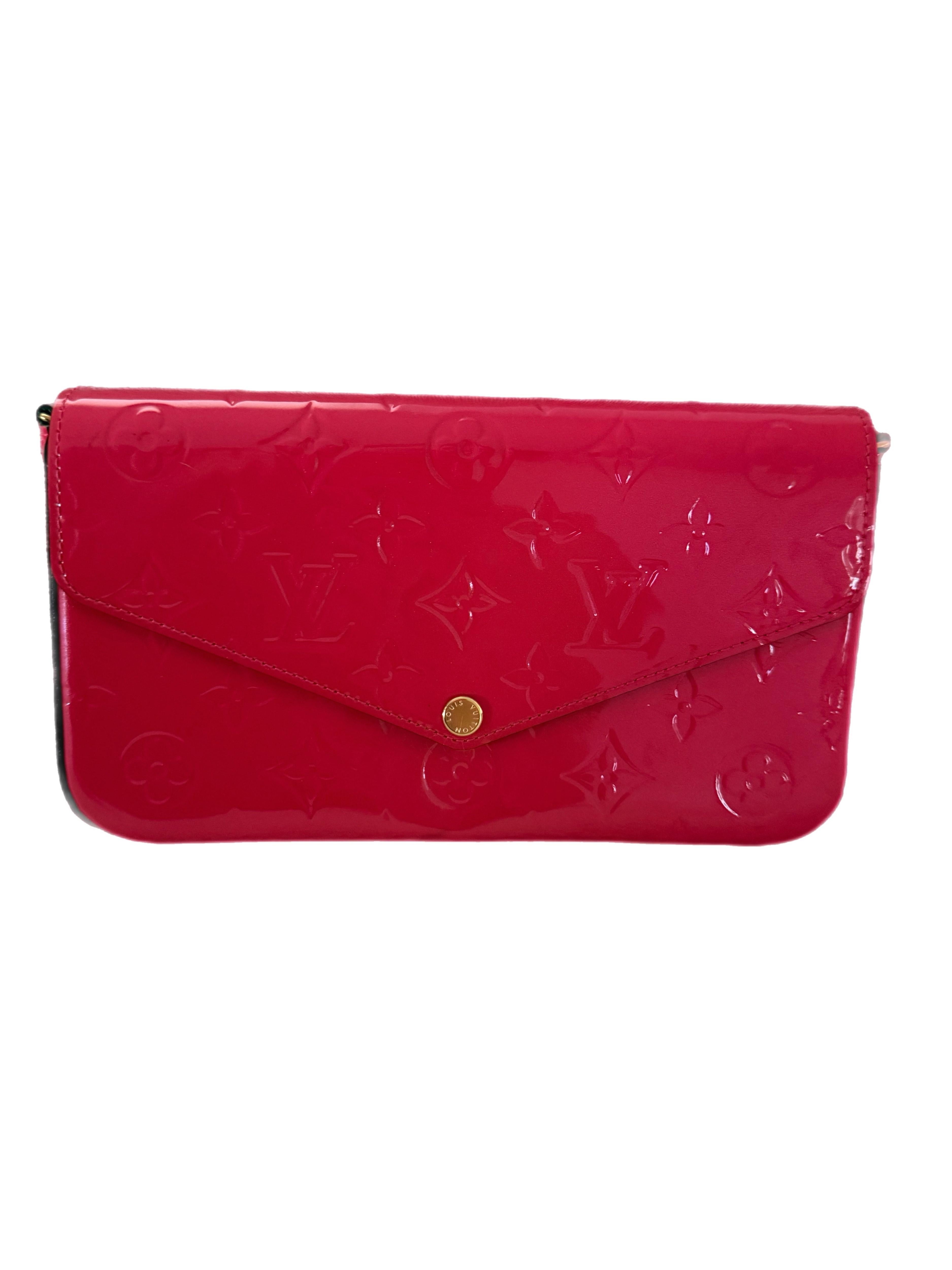 Louis Vuitton Monogram Vernis Felicie Pochette Cerise Pink In Good Condition In Humacao, PR