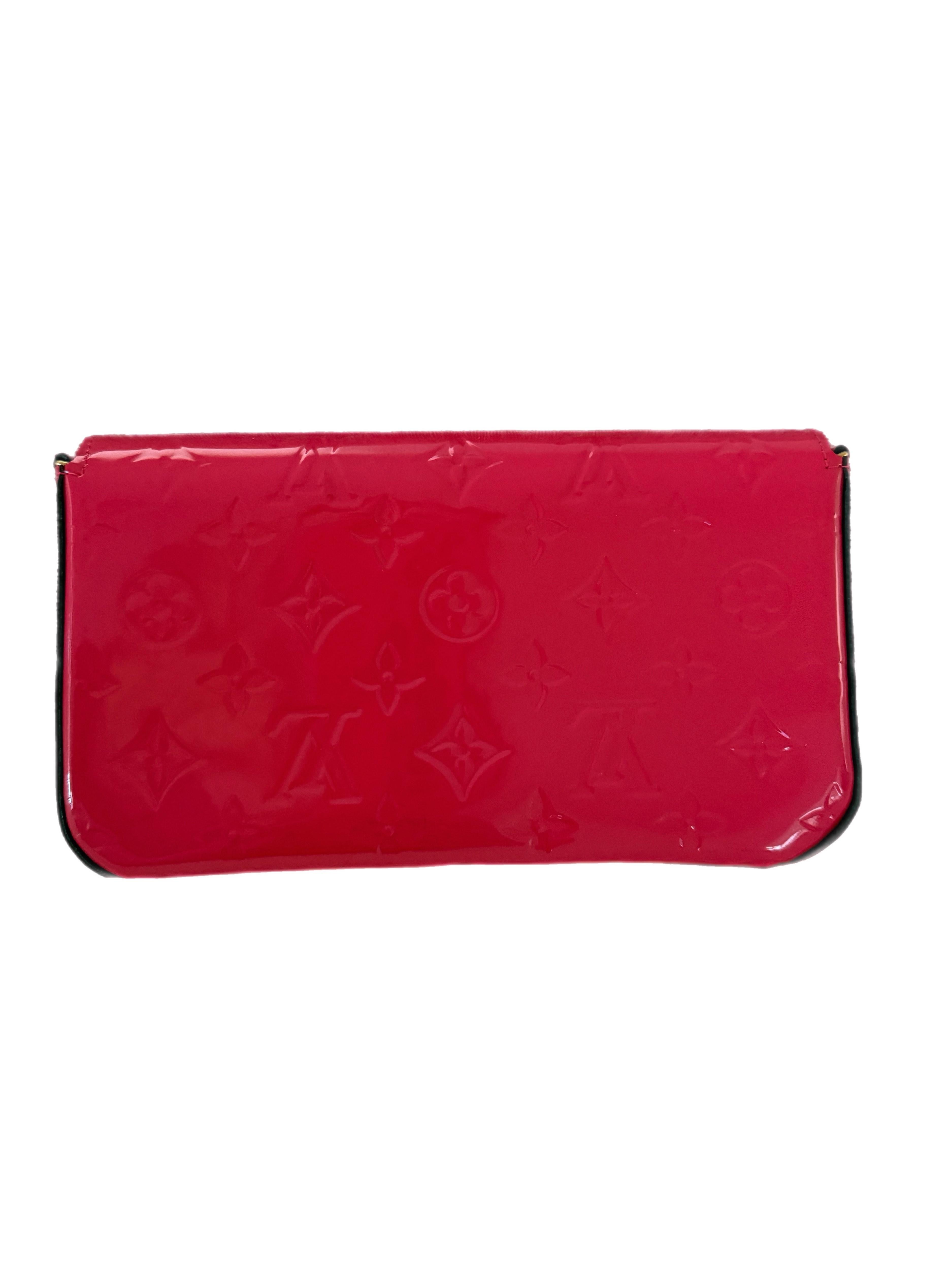 Women's Louis Vuitton Monogram Vernis Felicie Pochette Cerise Pink