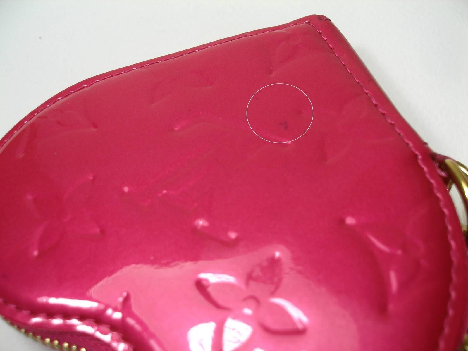 Louis Vuitton Monogram Vernis Heart Bag Charm Key Chain Holder Pink 6