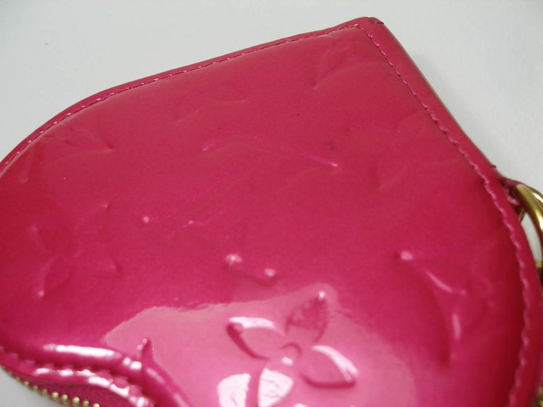 Louis Vuitton Monogram Vernis Heart Bag Charm Key Chain Holder Pink
