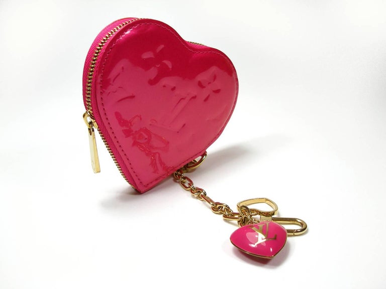 Heart Coin Purse Vernis Pomme D'Amour Rayures