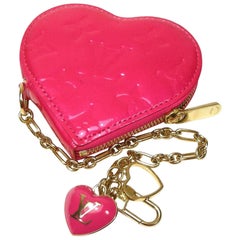 Louis Vuitton Monogram Vernis Heart Bag Charm Key Chain Holder Pink