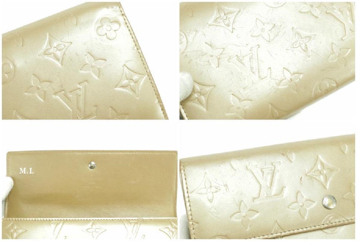 Louis Vuitton Monogram Vernis Mat Gold Sarah Porte Tresor Long Wallet 3LK0110 For Sale 3