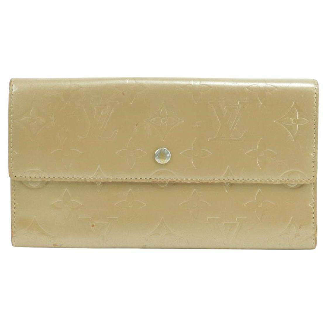 Louis Vuitton Monogram Vernis Mat Gold Sarah Porte Tresor Long Wallet 3LK0110 For Sale