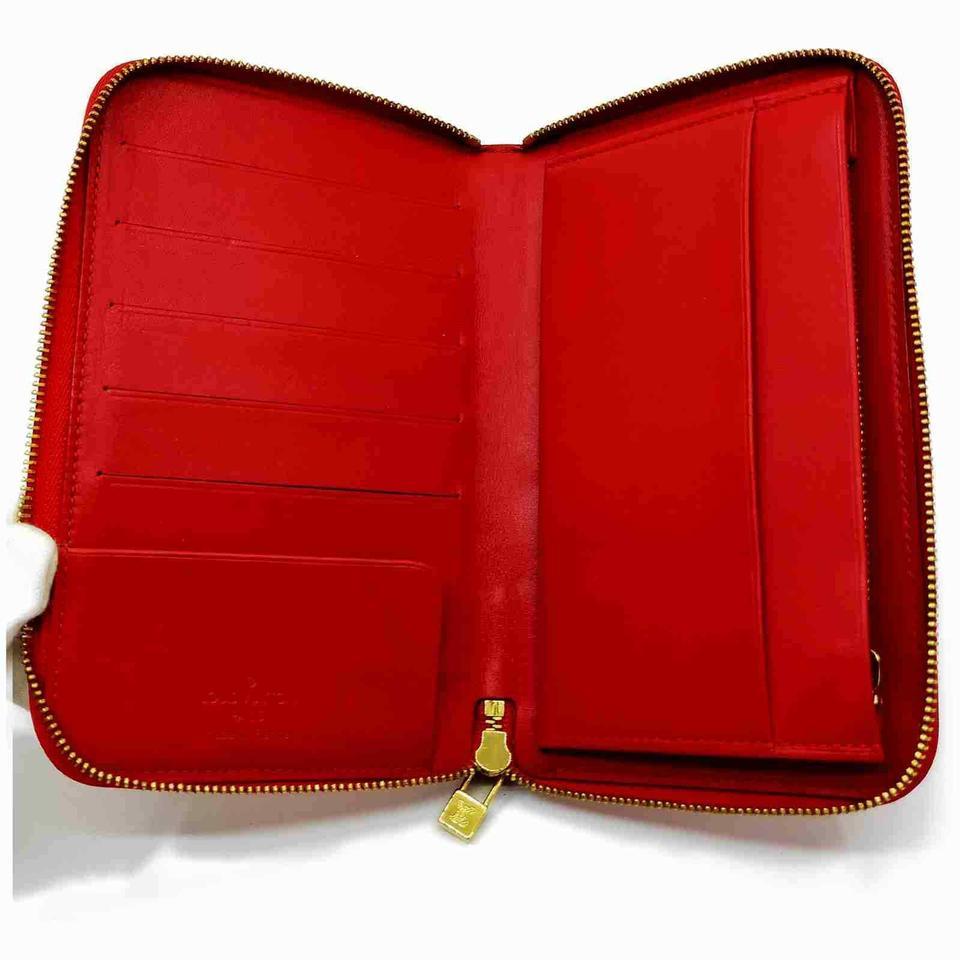 Louis Vuitton Monogram Vernis Red Zippy Organizer Portafoglio Zip Around GM 861162 in vendita 6