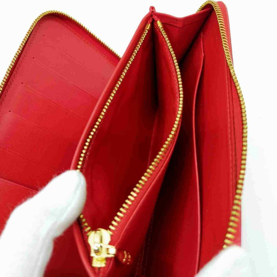 Donna Louis Vuitton Monogram Vernis Red Zippy Organizer Portafoglio Zip Around GM 861162 in vendita