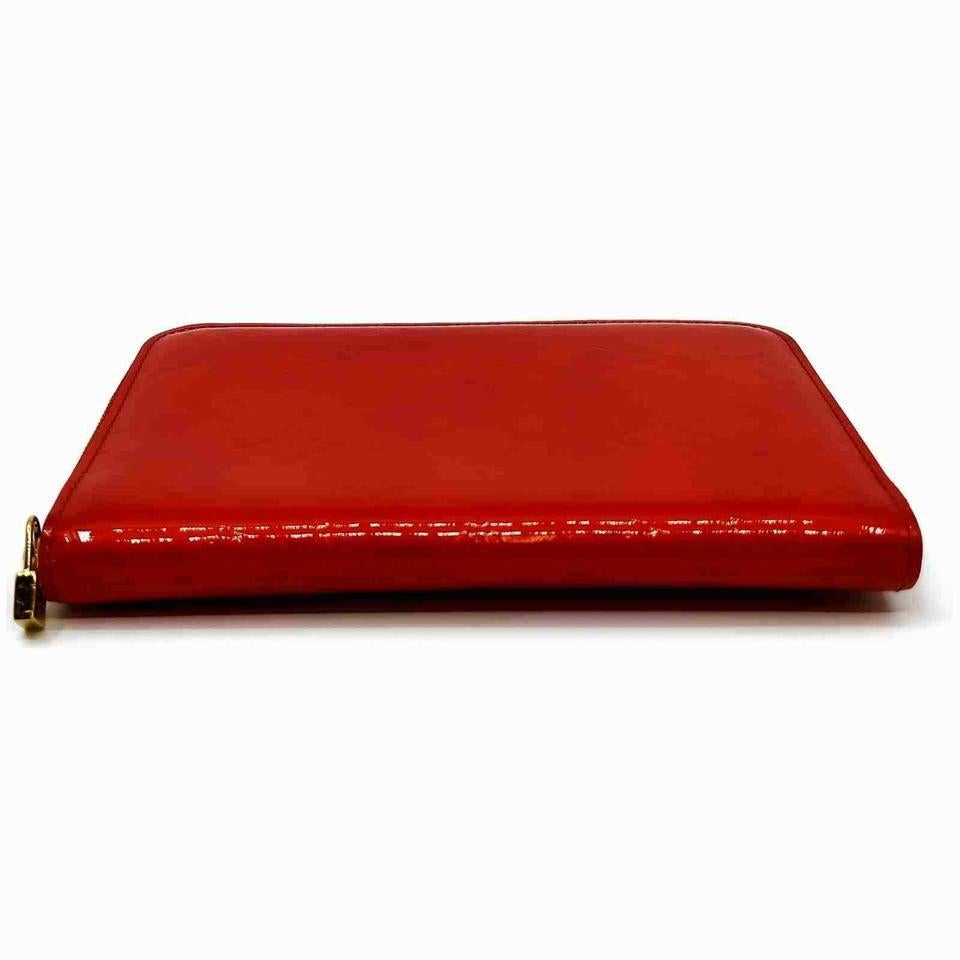 Louis Vuitton Monogram Vernis Red Zippy Organizer Wallet Zip Around GM 861162 For Sale 2