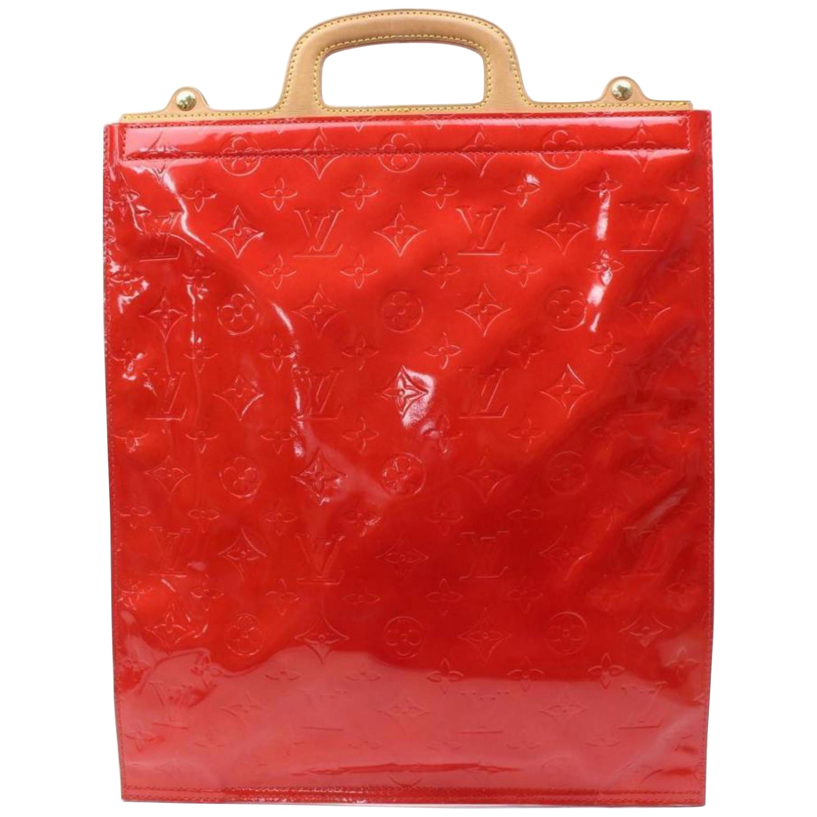 Louis Vuitton Monogram Vernis Stanton 868553 Red Patent Leather Tote For Sale