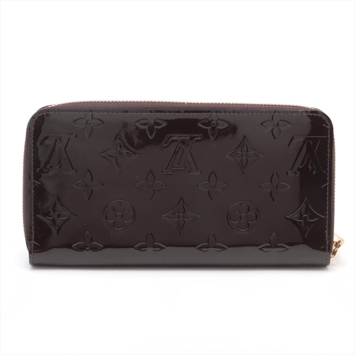 Black Louis Vuitton Monogram Vernis Zippy Wallet Amarante For Sale