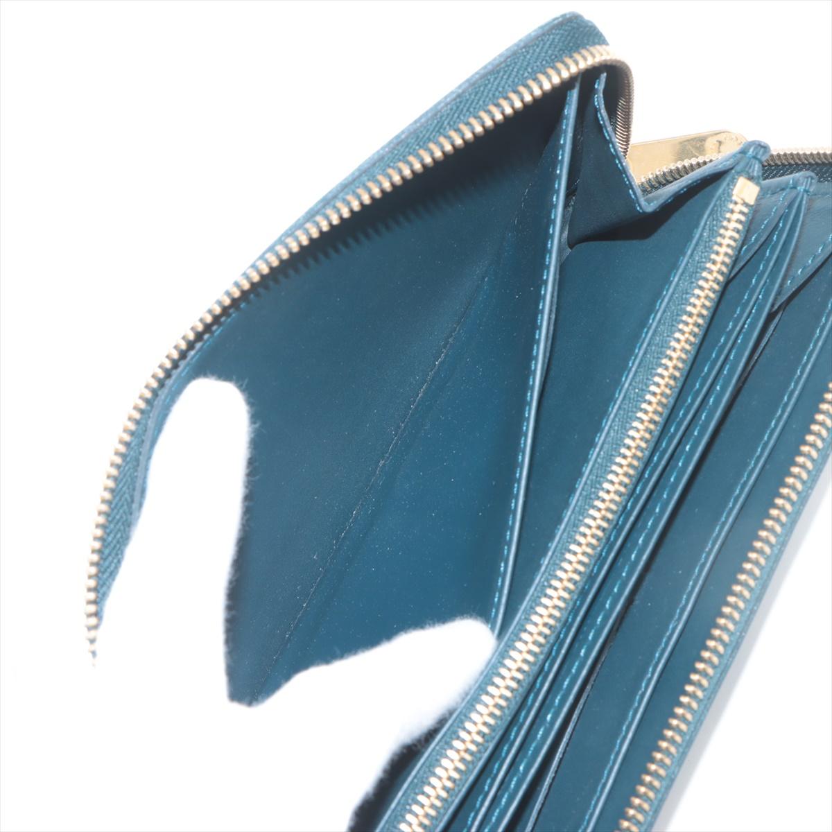 Louis Vuitton Monogram Vernis Zippy Wallet Bleu Nuit For Sale 4