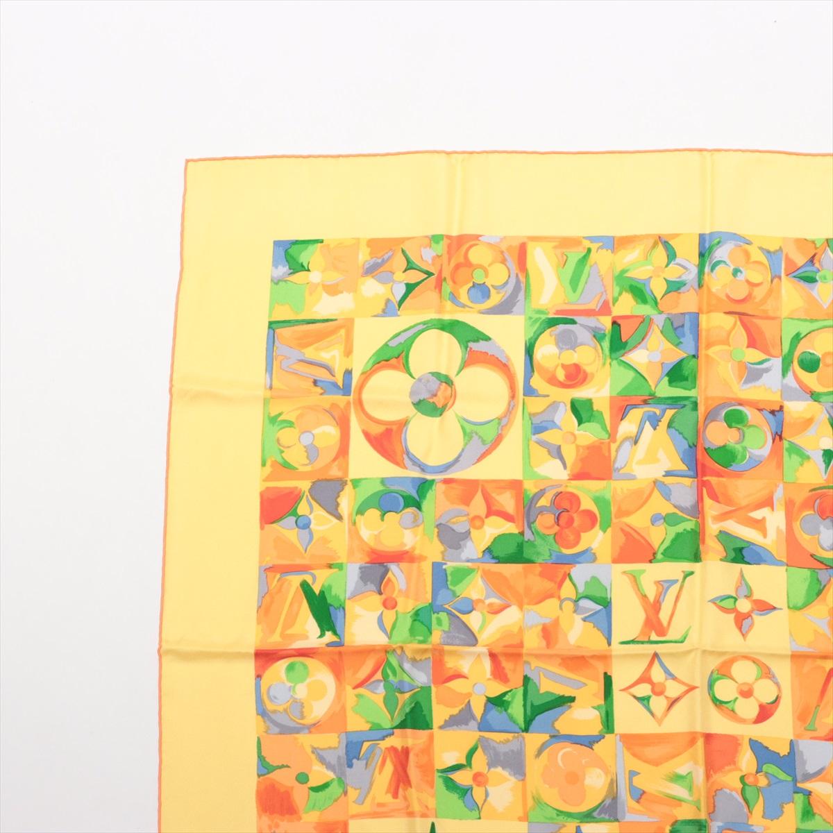 Louis Vuitton Monogram Watercolor Silk  Scarf Multicolor Yellow In Good Condition In Humacao, PR