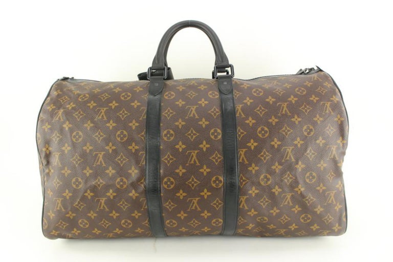 Gray Louis Vuitton Monogram Waterproof Keepall Bandouliere 55 Duffle with Strap 68lk6 For Sale