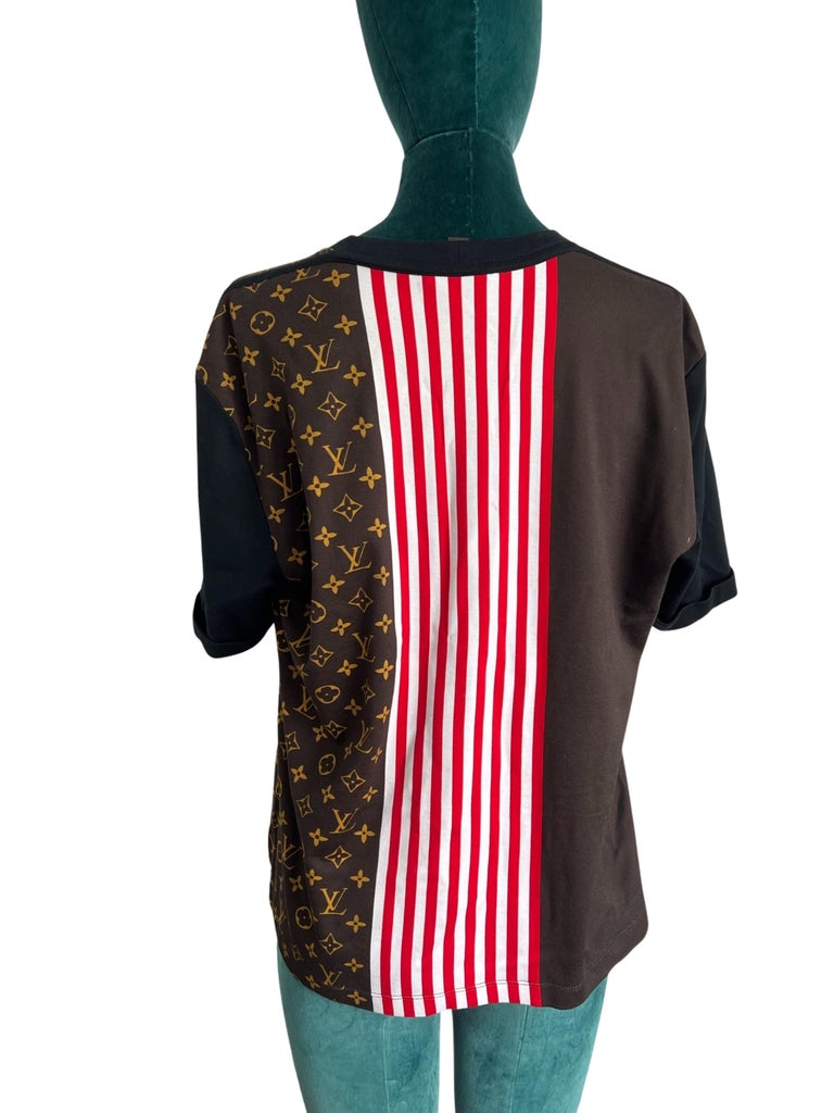 Louis Vuitton Monogram with red/white trips t-shirt at 1stDibs