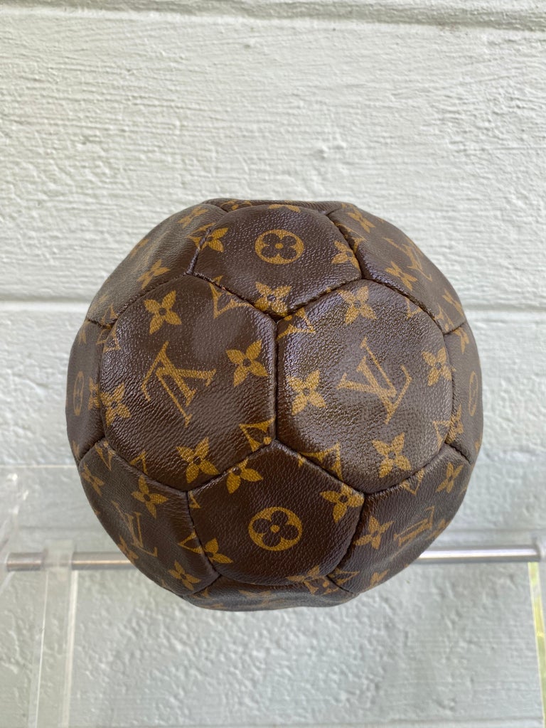 LOUIS VUITTON Monogram Canvas Leather Trim Gold Novelty World Cup Soccer  Ball