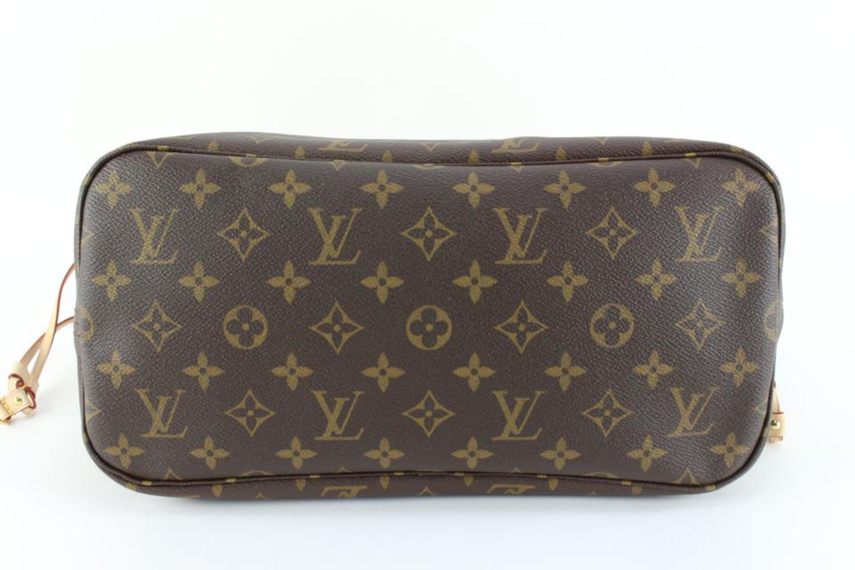 Louis Vuitton Monogram x Beige Neverfull NM MM Tote with Pouch 58lz84s In New Condition In Dix hills, NY