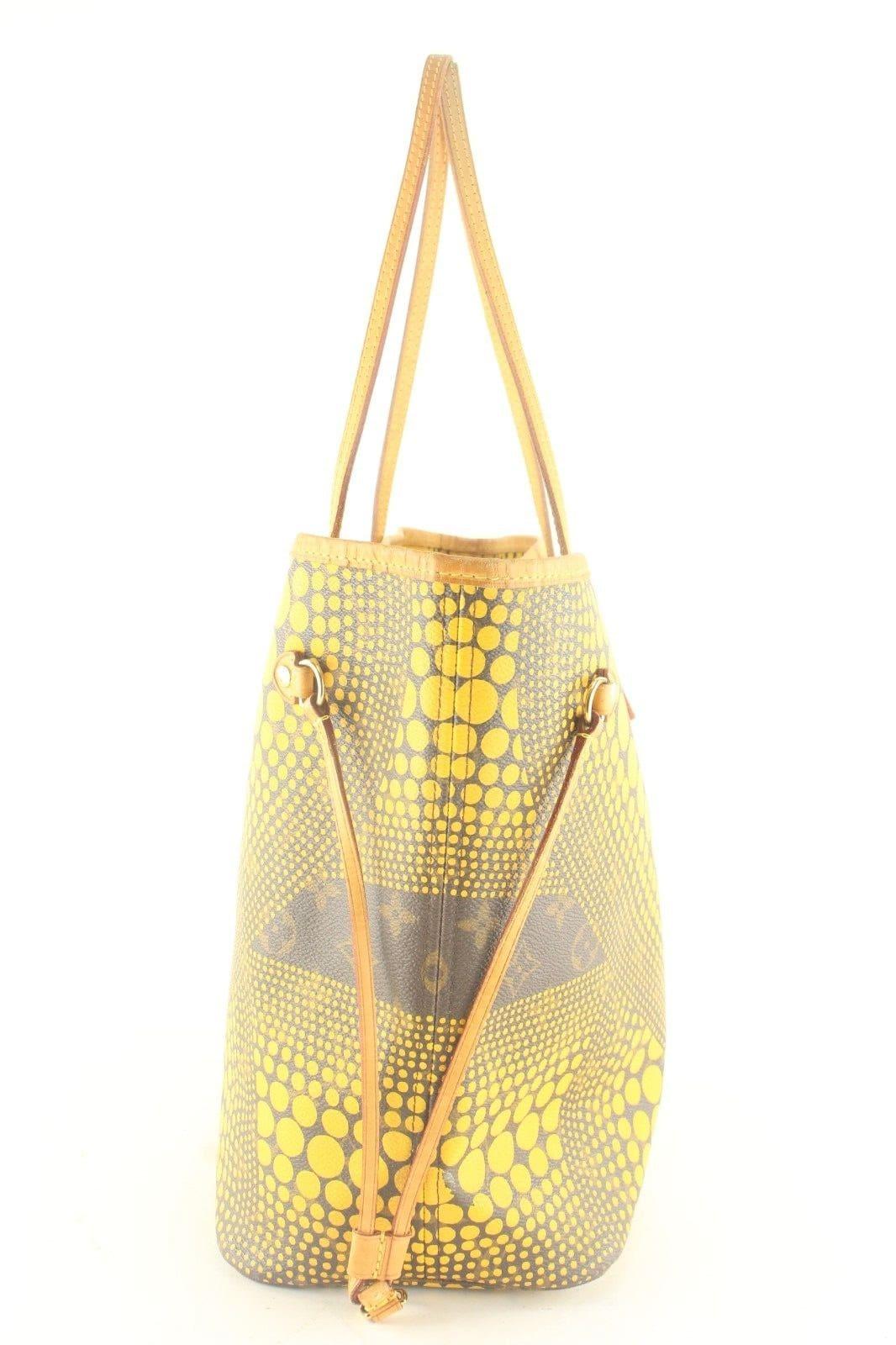 LOUIS VUITTON Monogram Yayoi Kusama Waves Neverfull MM Yellow Tote Bag 3LK1113K In Good Condition For Sale In Dix hills, NY