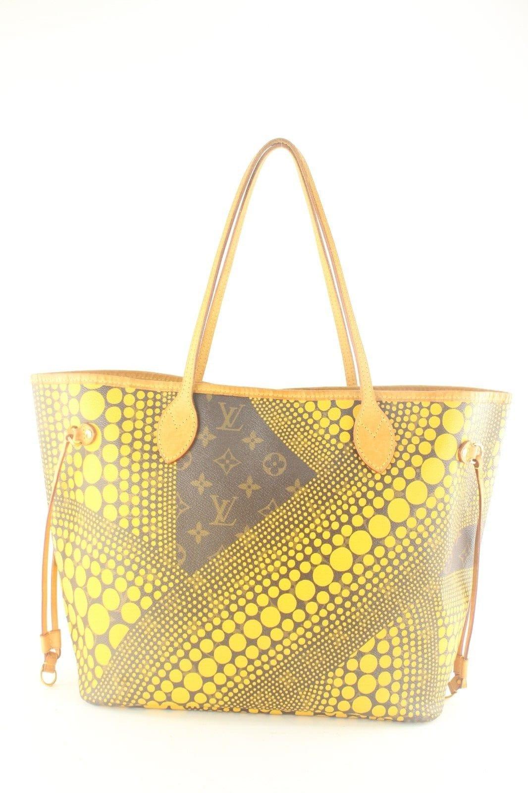 Women's LOUIS VUITTON Monogram Yayoi Kusama Waves Neverfull MM Yellow Tote Bag 3LK1113K For Sale