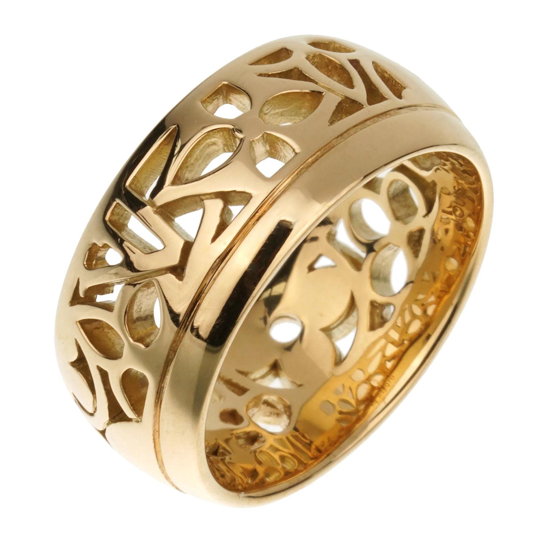 Women's or Men's Louis Vuitton Monogram Yellow Gold Cocktail Band Ring Sz 5 For Sale