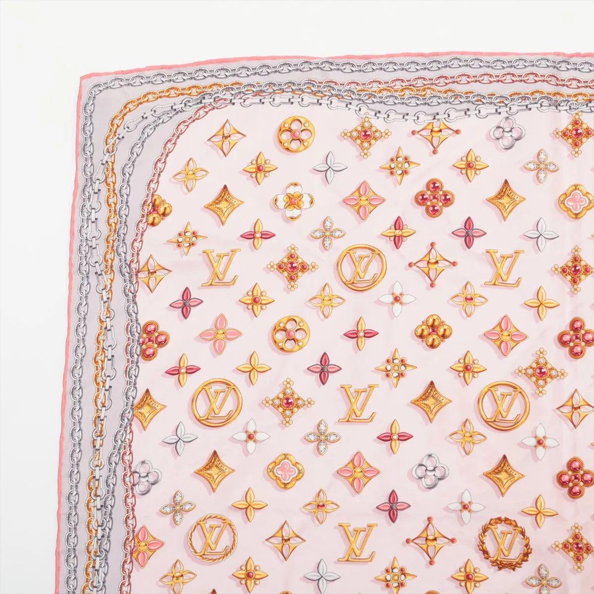 Beige Louis Vuitton Sciarpa di seta quadrata Monogram Your Highness Rosa in vendita
