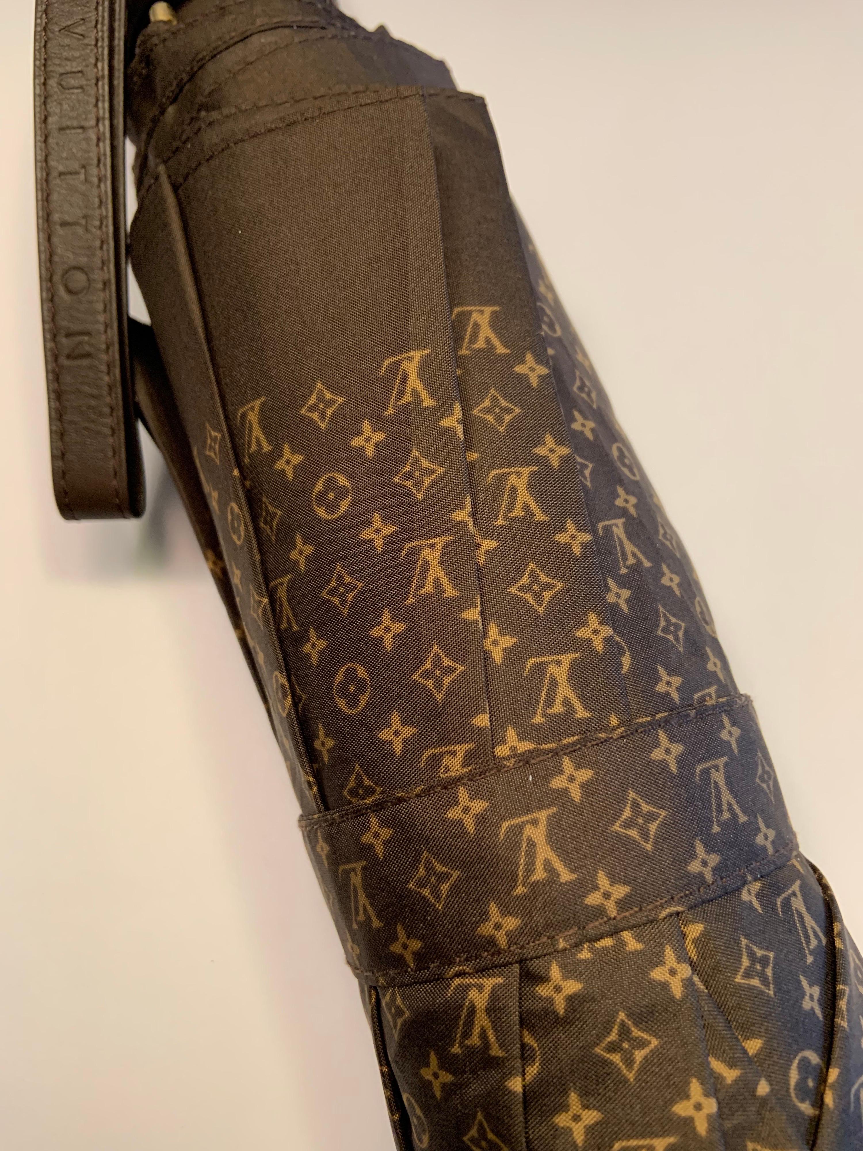 Black Louis Vuitton Monogrammed Collapsible Umbrella and Cover