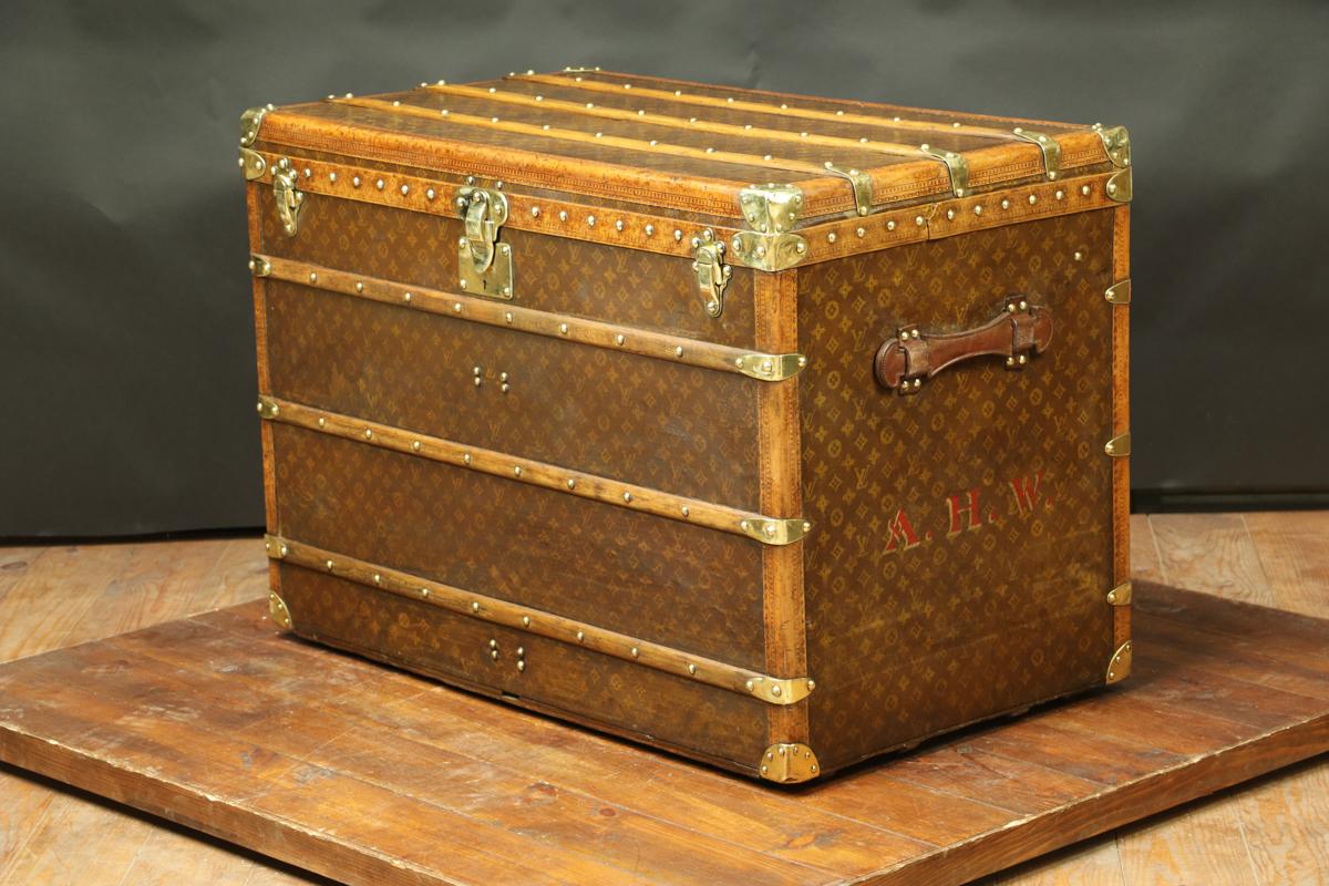 Early 20th Century Louis Vuitton Monogrammed Steamer Trunk For Sale