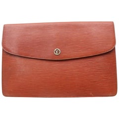 Louis Vuitton Montaigne 867317 Braune Leder Clutch