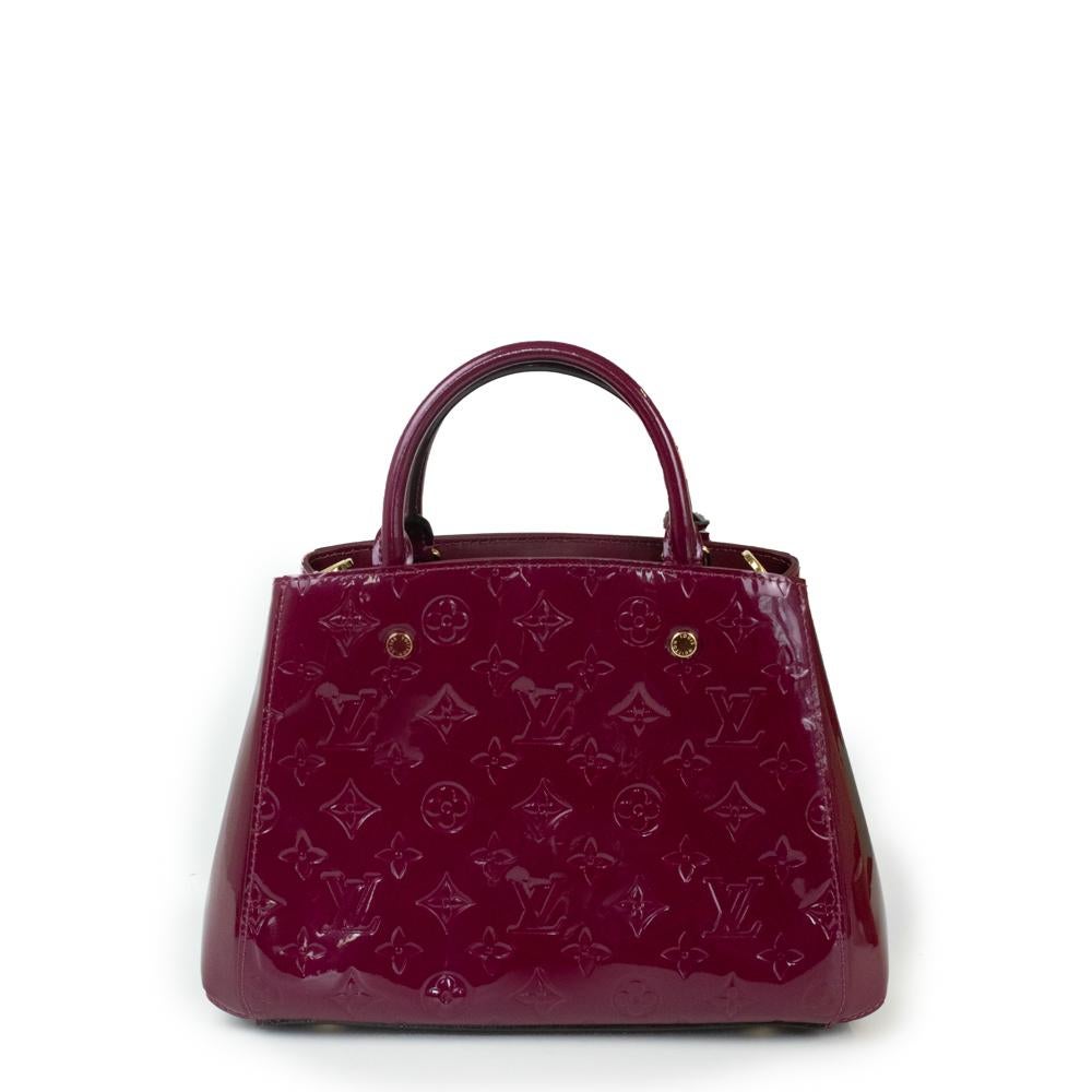 Purple Louis Vuitton, Montaigne BB in burgundy patent leather