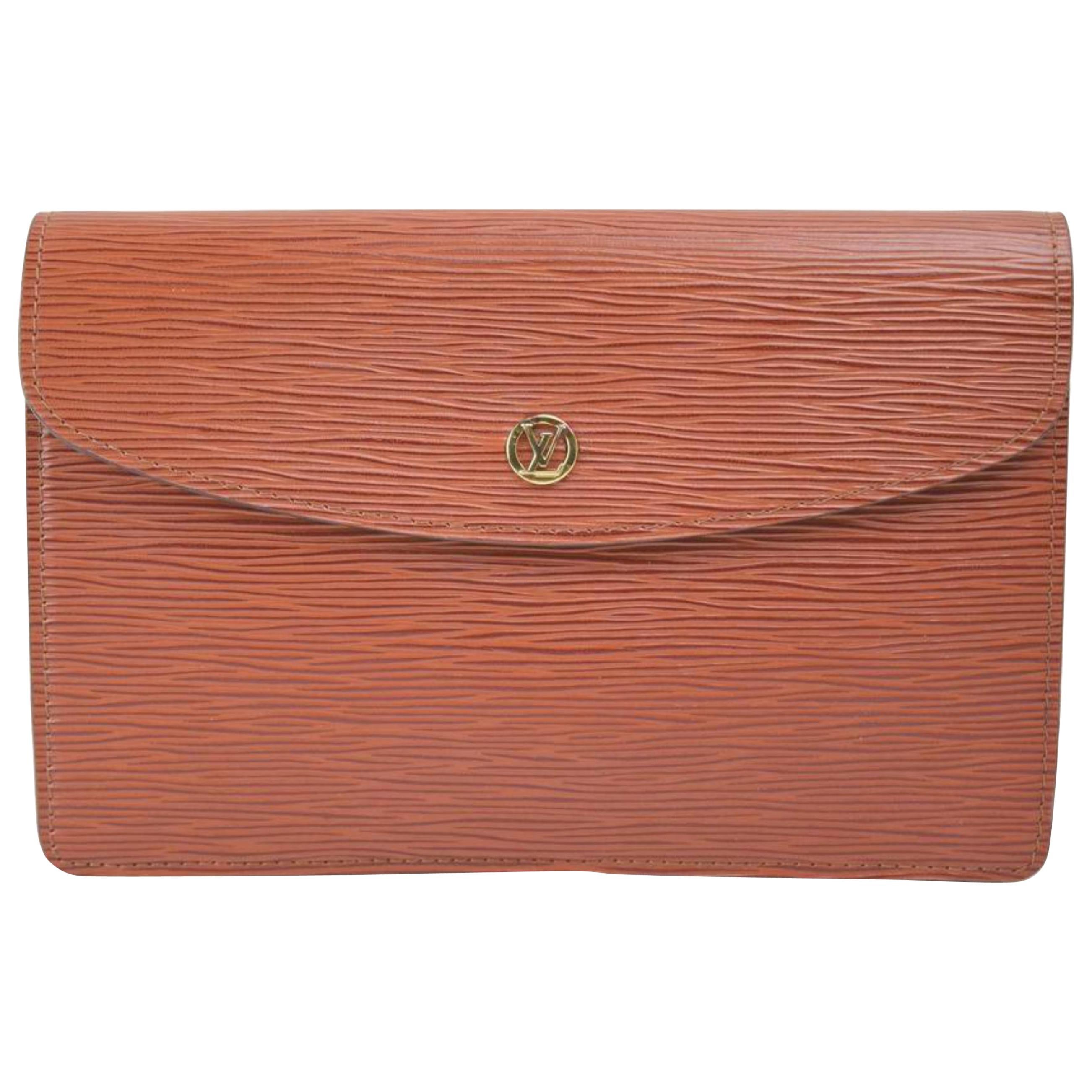 Louis Vuitton Montaigne Envelope 869847 Brown Leather Clutch For Sale