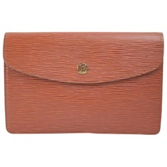 Vintage Louis Vuitton Montaigne Envelope 869847 Brown Leather Clutch