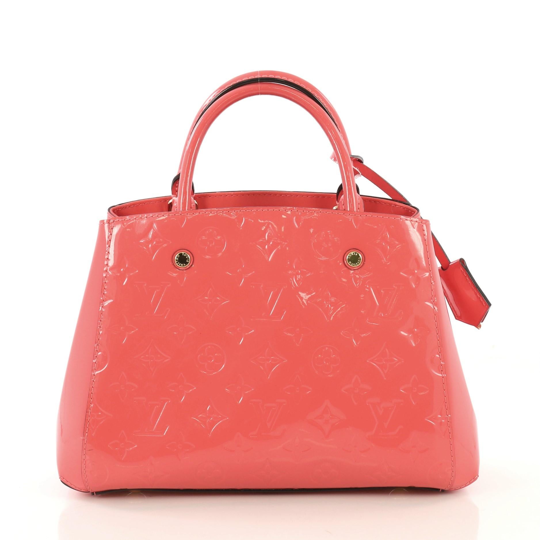 Red Louis Vuitton Montaigne Handbag Monogram Vernis BB