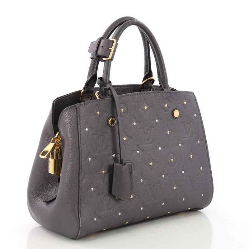 Gray Louis Vuitton Montaigne Handbag Studded Monogram Empreinte Leather BB
