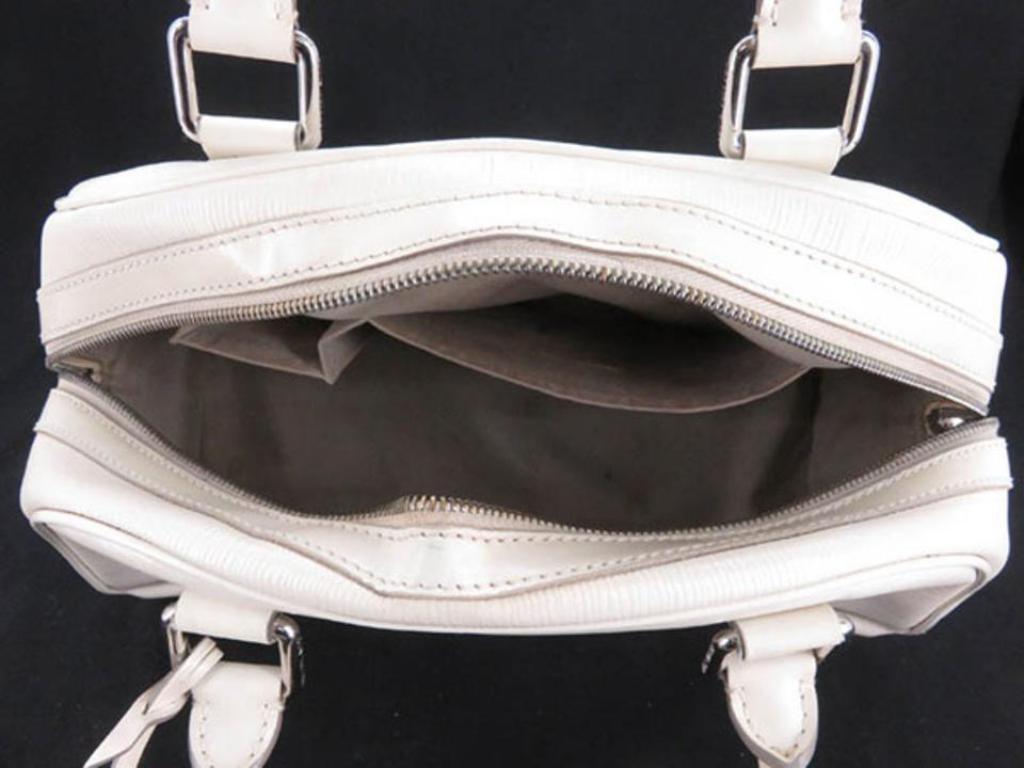 Louis Vuitton Montaigne Ivory Epi Pm 218908 White Leather Satchel For Sale 1