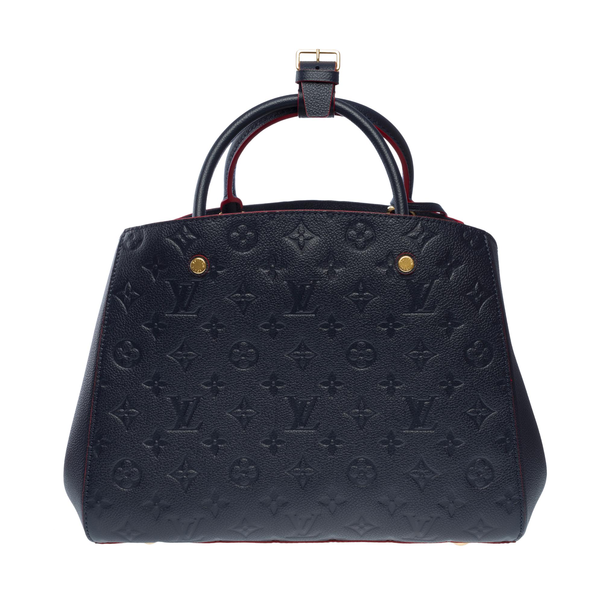 Orange Louis Vuitton Montaigne MM handbag strap in blue/red monogram leather , GHW