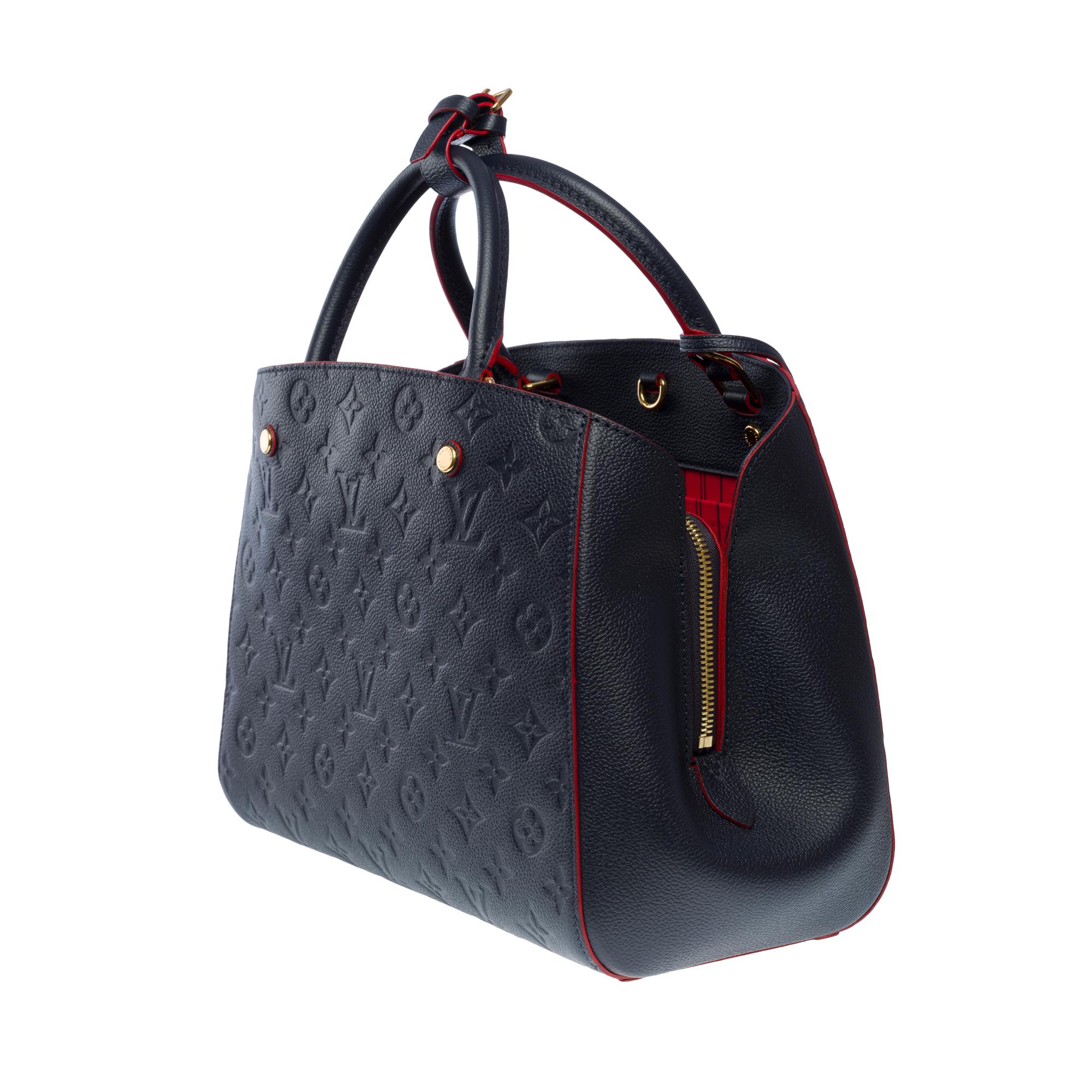 Women's Louis Vuitton Montaigne MM handbag strap in blue/red monogram leather , GHW